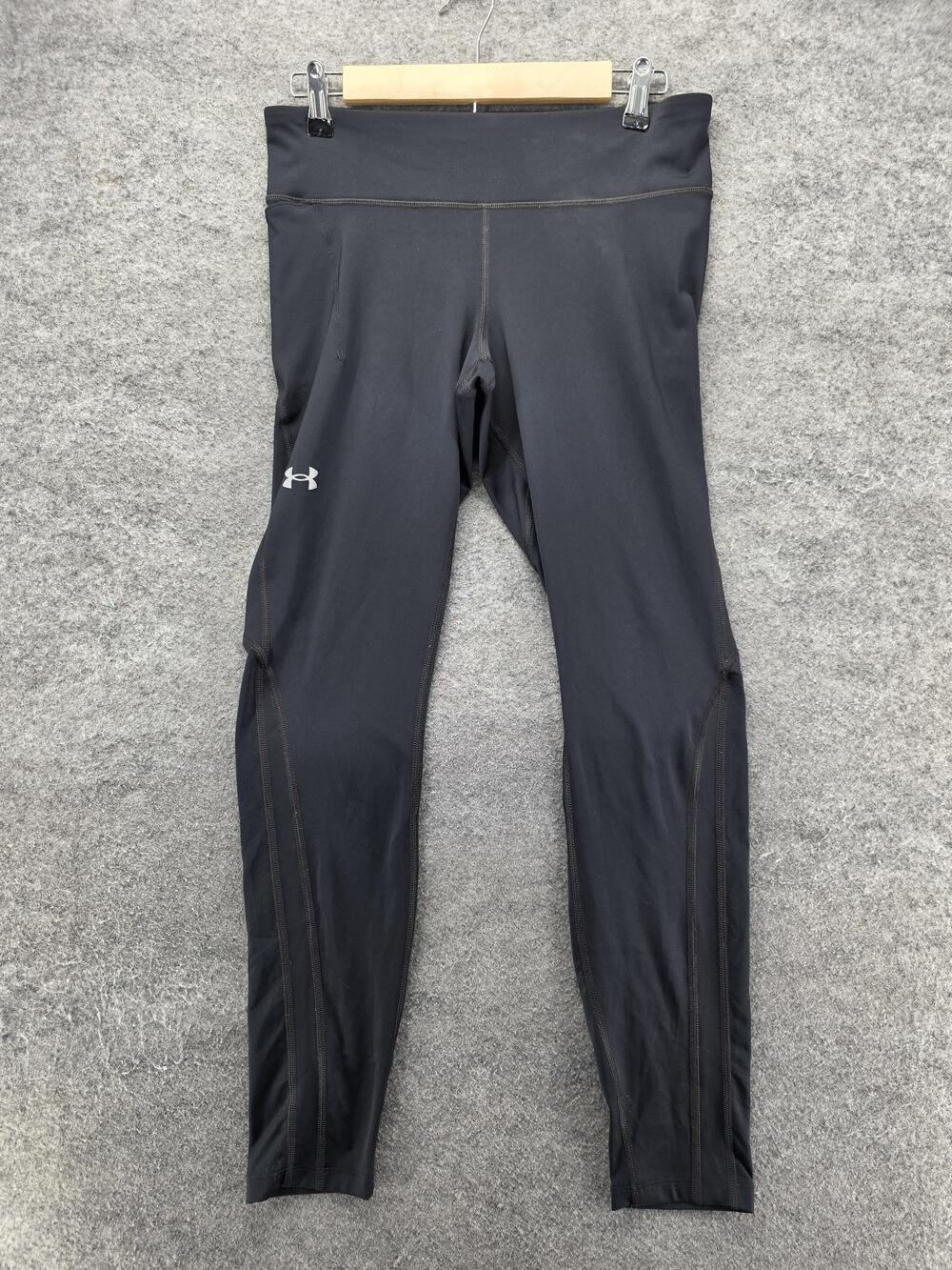 Under Armour Leggings Womens L Black Compression HeatGear Gym Training Skinny